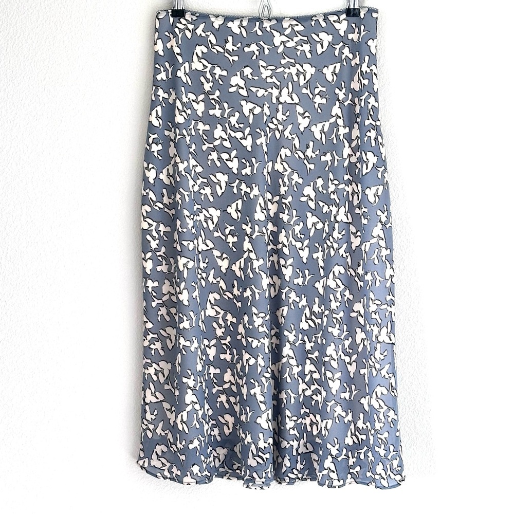 Blue Floral Midi Skirt